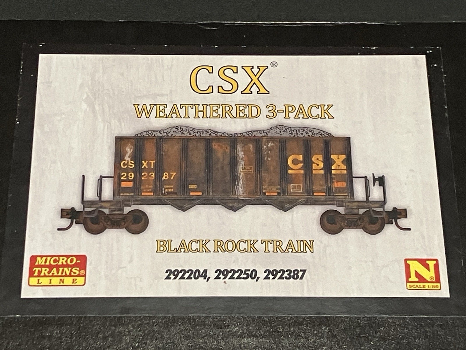 N Micro-Trains CSX Weathered 3-Pack Black Rock Train Car Set