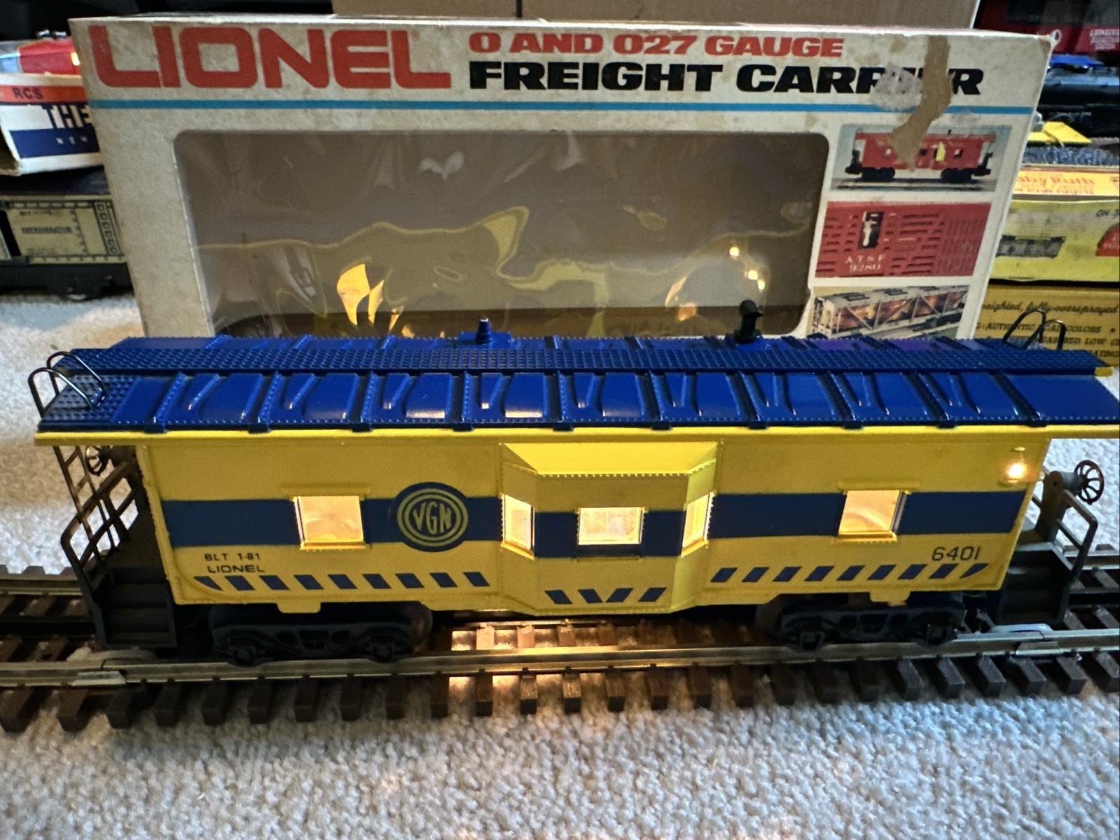 BOXED LIONEL MPC ERA VIRGINIAN 6401 ILLUMINATED BAY WINDOW CABOOSE FROM 1981