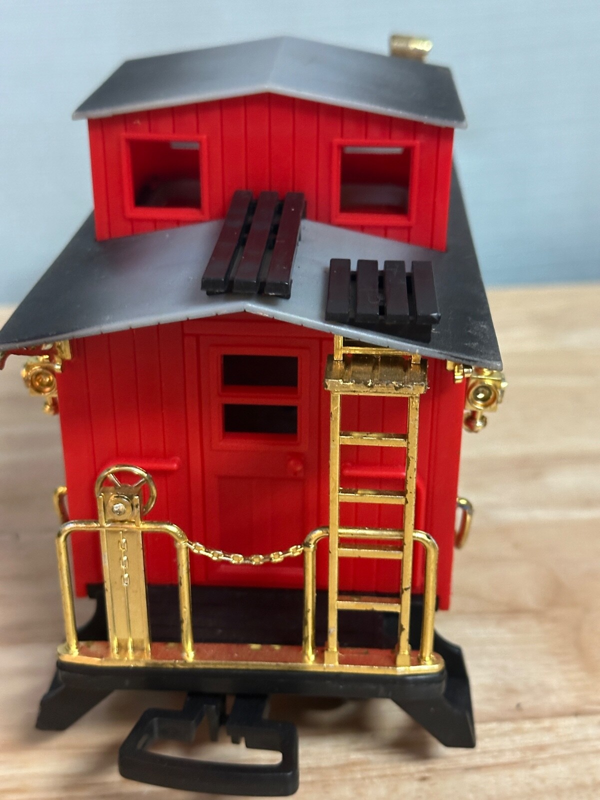Vintage New Bright G Scale CABOOSE Train Car 1986 Red & Black Santa Fe