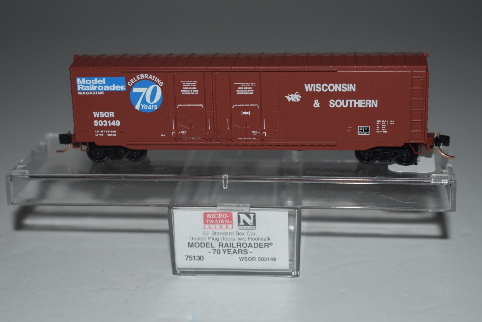 N Scale MTL 75130 Model Railroader 70th 50′ Double Door Boxcar 503149 C49355