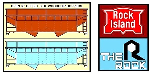 Z Scale ROCK ISLAND 33′ Extended-Top Woodchip Hoppers ~ FTCOL73 Set #1 ~ NIB