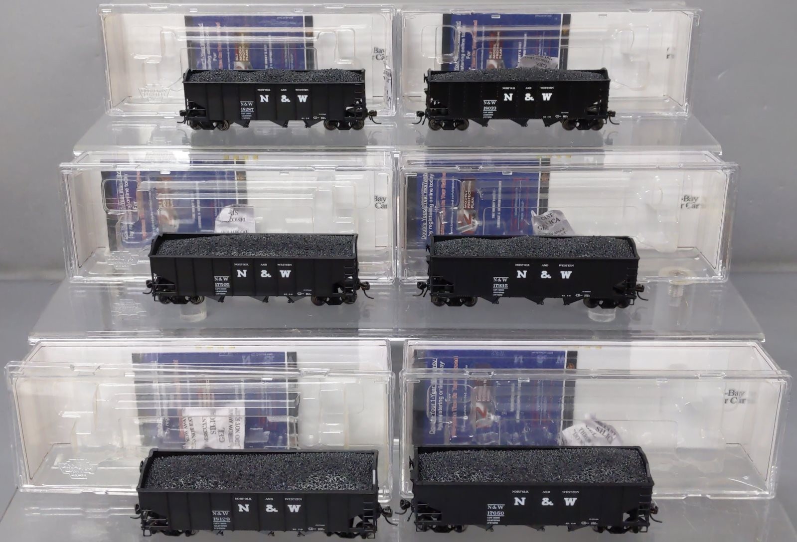Broadway Limited 1722 HO Norfolk & Western Class H2a 3-Bay Hopper (Set of 6) LN