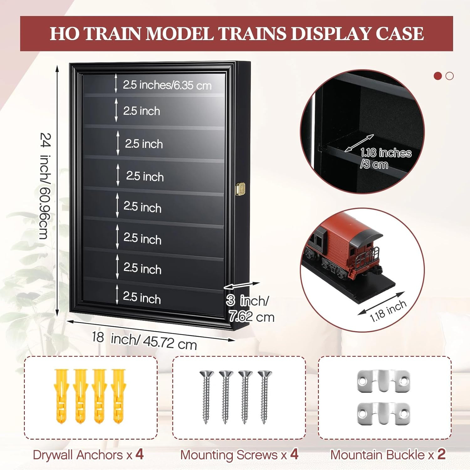 Ho Scale Model Train Display Case Wall Cabinet – 8 Shelves Lockable 98% UV Prote