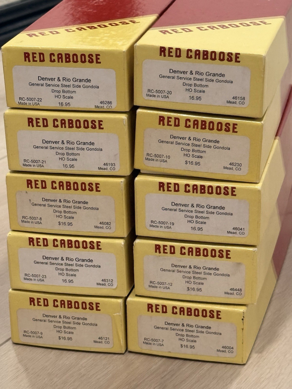 10 LOT Red Caboose HO RC-5007 DRGW Rio Grande Steel Side DropBottom Gondola Kits