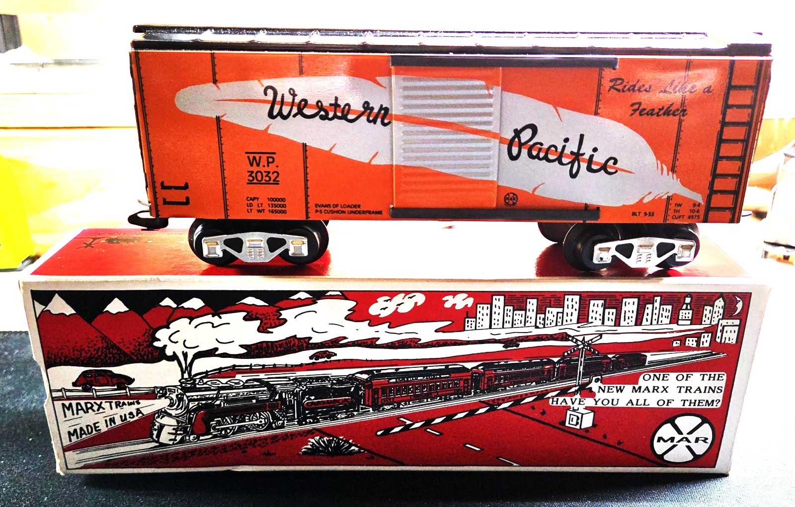 Modern Marx 1994 Western Pacific 7342-2 Orange Box Car #3032 NOS
