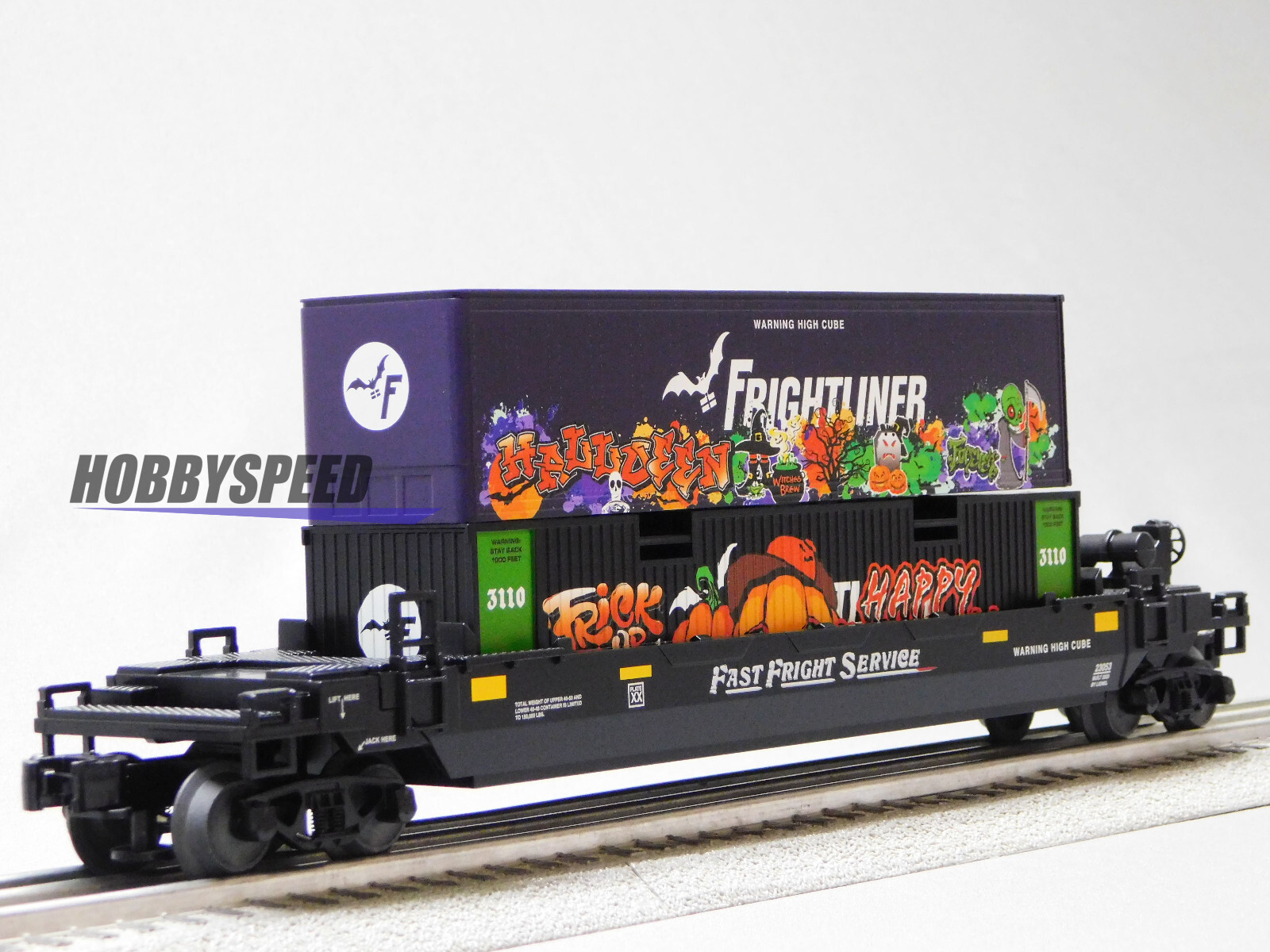 LIONEL FAST FRIGHT HALLOWEEN GRAFFITI MAXI-STACK O GAUGE flat car 2323050-F NEW