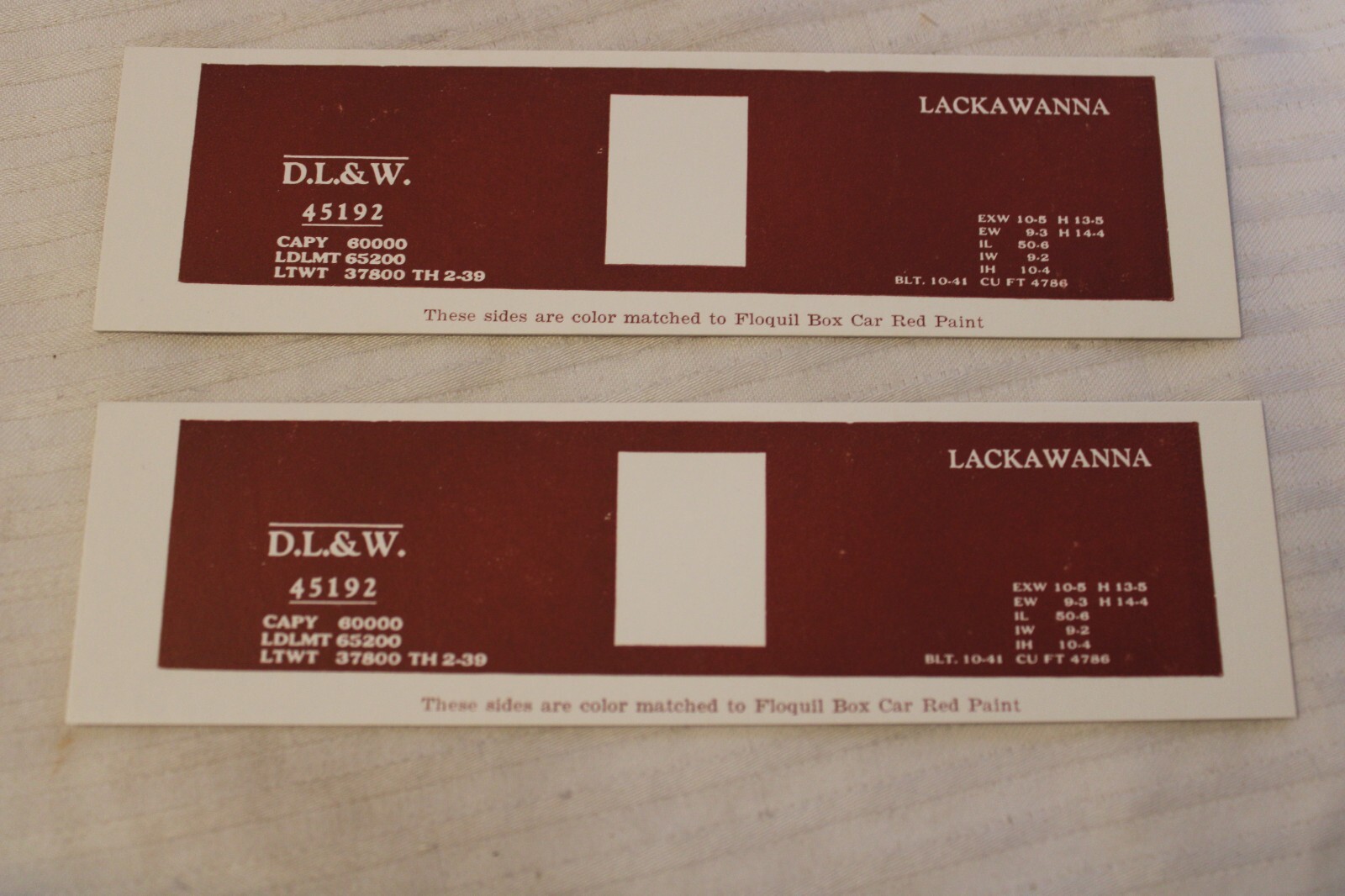 HO Scale Vintage Set of Box Car Side Panels, DL&W Lackawanna, Tuscan Red #45192