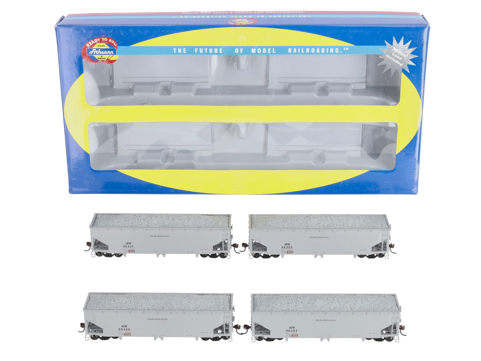 Athearn 95702 HO Scale MOW 40′ Offset Ballast Hoppers 4-Pack LN/Box