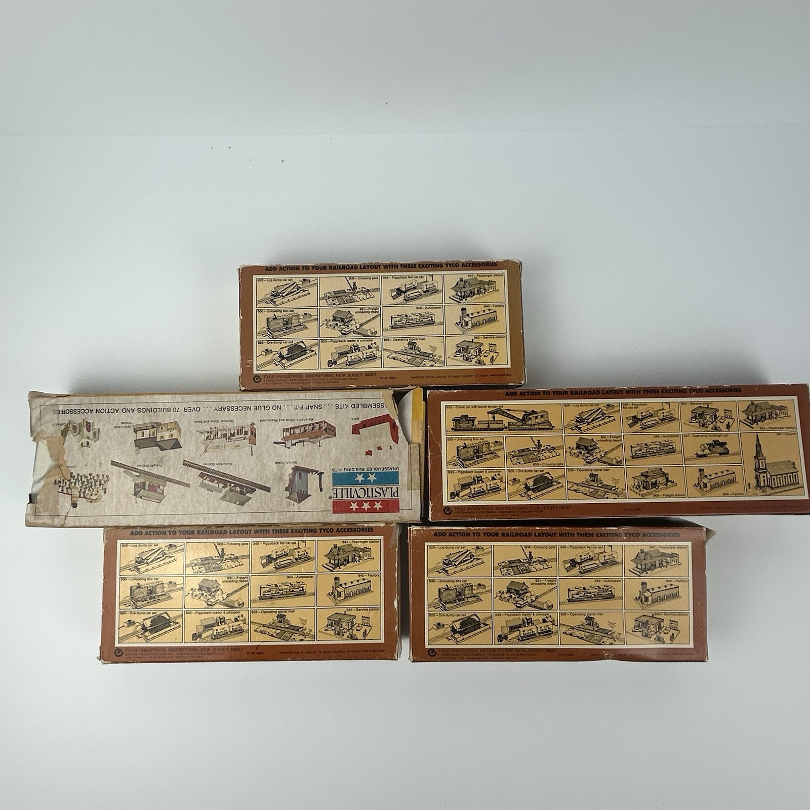 Vintage Tyco Bachmann HO Scale Train Cars Lot of 5 Texaco Caboose Hopper Flatcar