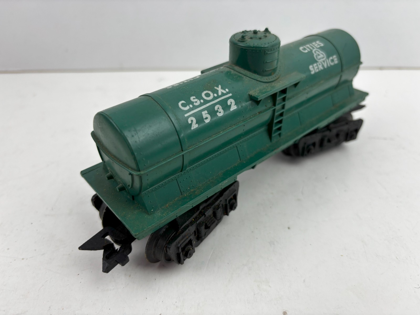 Marx C.S.O.X. Cities Service Tanker Car Plastic With Tin Base O Scale 2 Couplers
