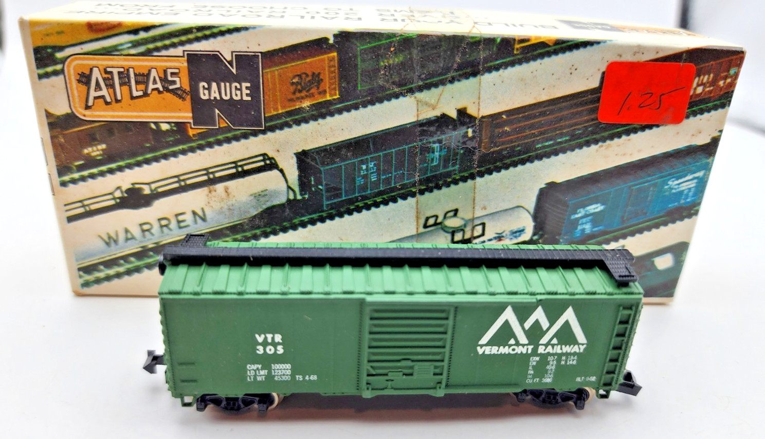 Vintage Atlas N Scale Kit Built 40′ Box Car Vermont Railways