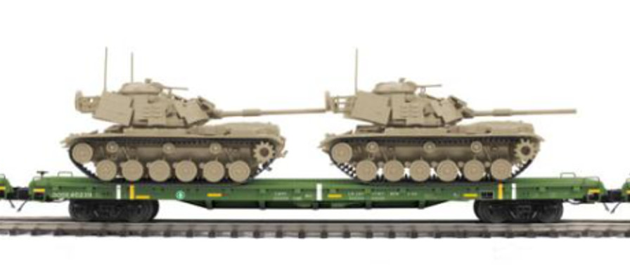 MTH Premier 20-92285C – US Army Desert 60′ Flat Car w/2 M60 Tanks NEW^ O-Scale