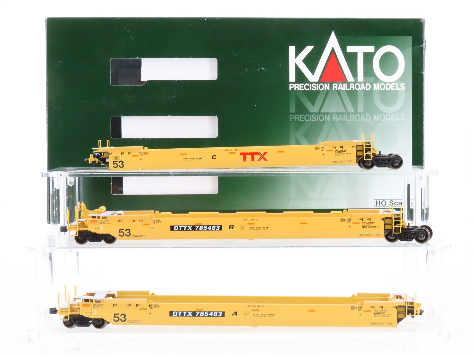 HO Scale KATO 30-9041 DTTX Gunderson MAXI-IV Double Stack Car #765483 3-Unit Set