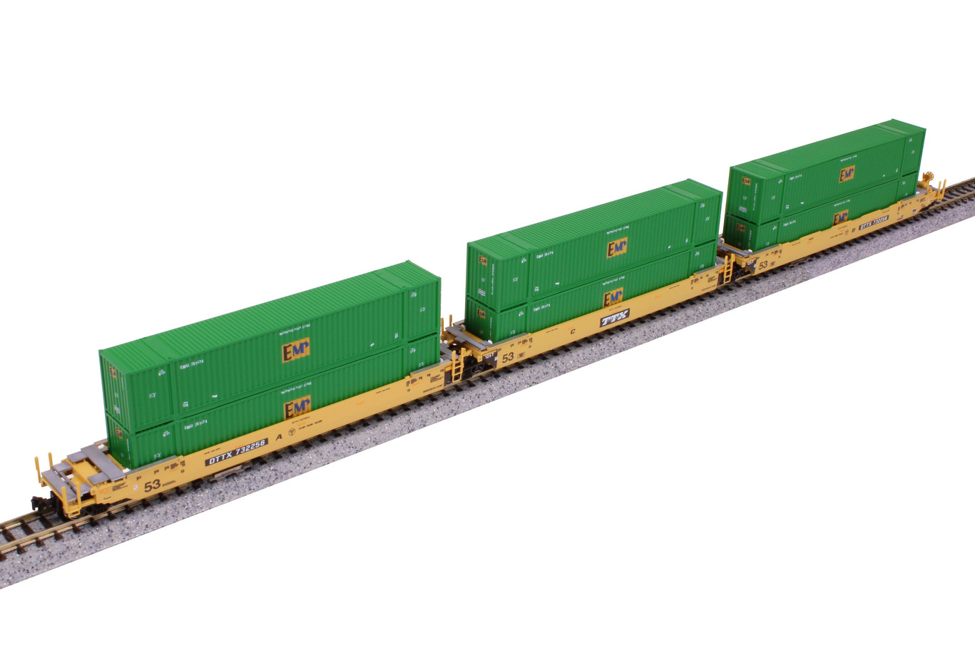 KATO #106-6187 Gunderson MAXI-IV TTX “Original Logo” Well Car Set 3 (N-Scale)