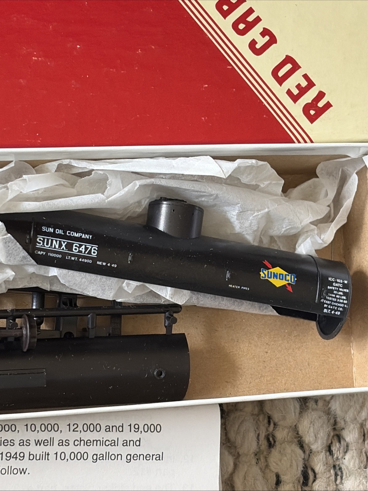 Red Caboose HO Kit #RC-3010-2 Type 103 W 10,000 Gallon Tank Car Sunoco 6476 New