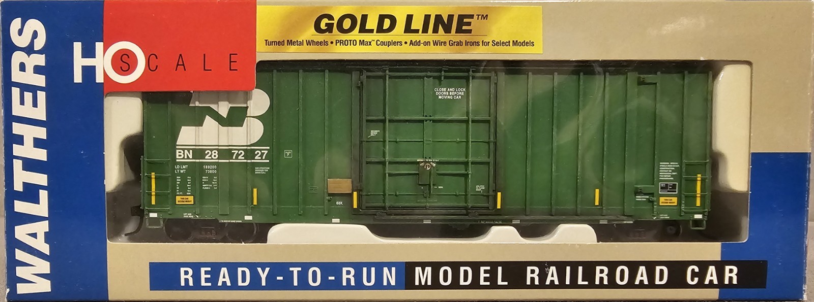 CUSTOM Walthers Gold Line HO Scale Burlington Northern 50′ Hi Cube Paper Box Car