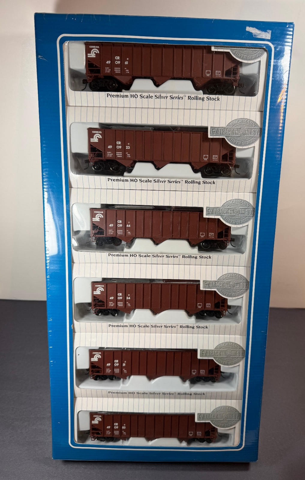 Bachmann Silver Series HO Scale Train 6 Pack 3 Bay Hopper CONRAIL 18706 Set