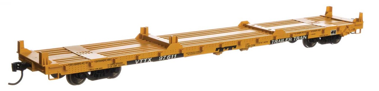 Walthers ~ HO Scale ~ 60′ Pullman-Standard Flatcar ~ Trailer-Train VTTX #97611