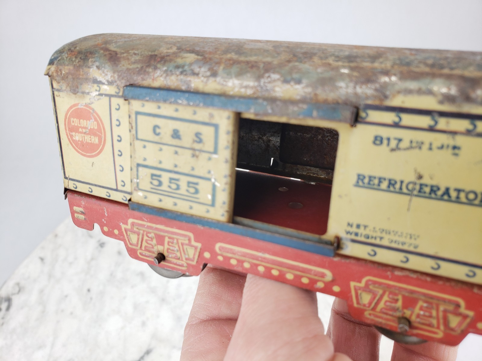 4x Vintage Tin Train Car Marx Union Pacific New York Central C & S 555 556 3824