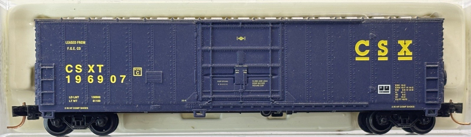 N Scale Atlas 33623 CSX 50’ FGE Box Car CSXT #196907