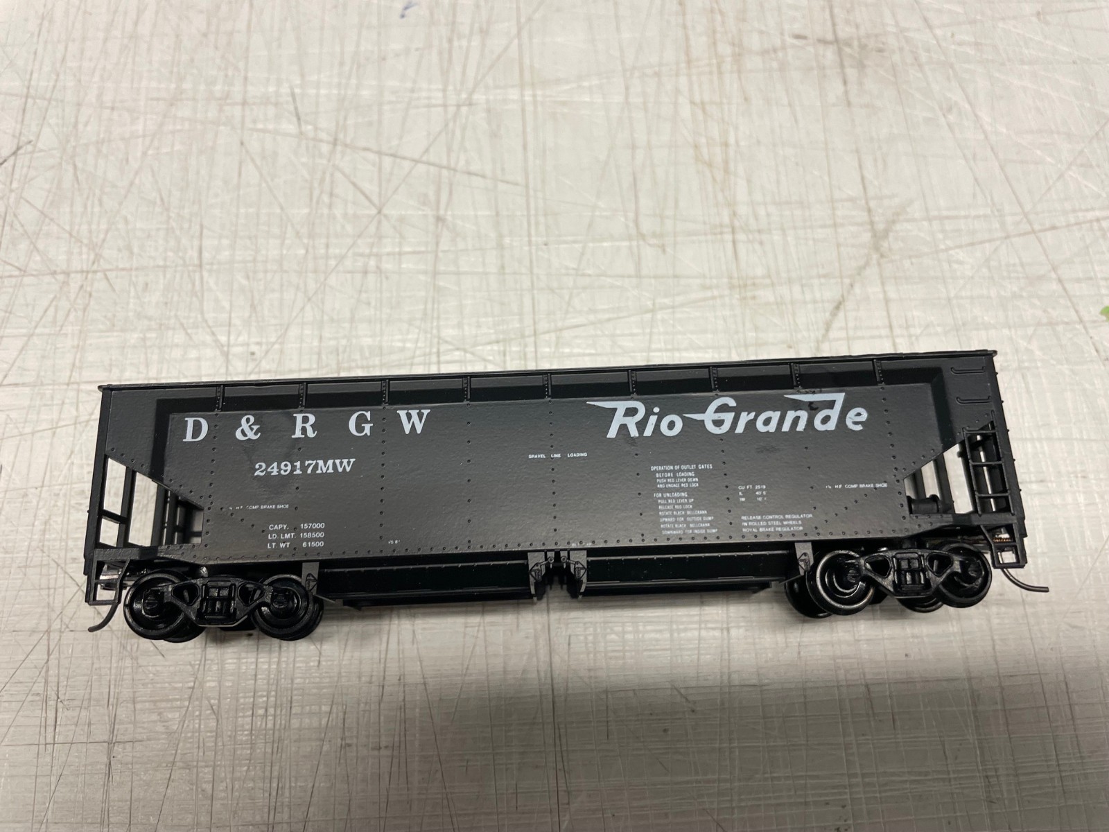Roundhouse 1584 Ho Ballast Car Offset Side Hopper Denver Rio Grande