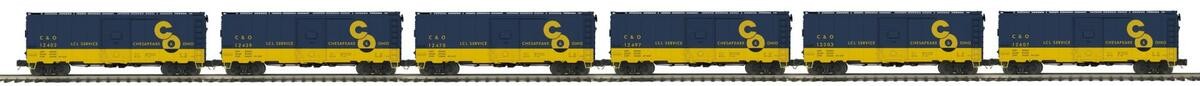MTH 20-92124 O Gauge Chesapeake & Ohio 40′ AAR Box Car (6 Car Set) NIB