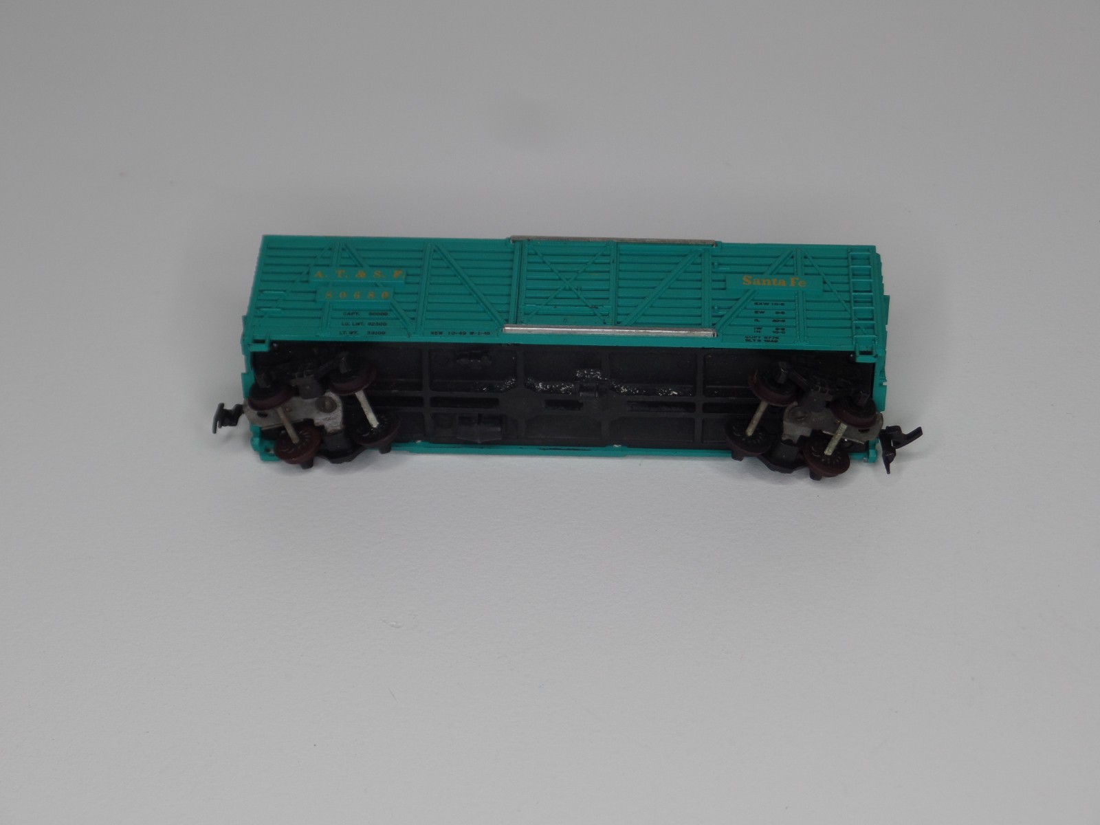 Mantua HO Scale 1:87 Santa Fe #80680 ATSF Blue Teal Stock Cattle Freight Box Car