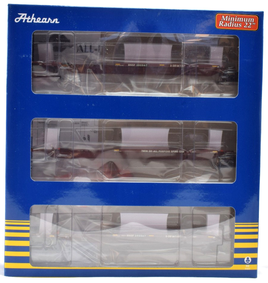 Athearn BNSF 57′ Trinity Spine Car 3 Unit Set #300567 HO Train Cars ATH15676