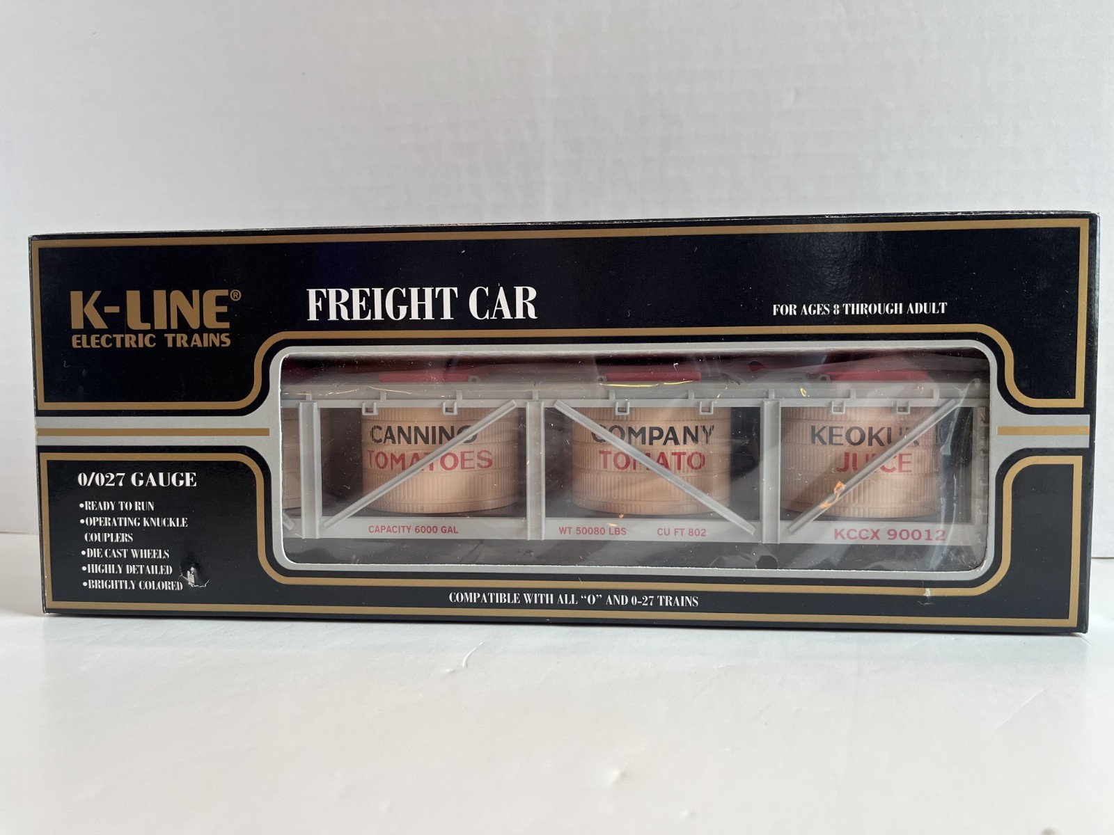 K-LINE K-90012 – O / O27 Gauge – KCC Exclusive Keokuk Canning Co- VAT CAR – NEW!