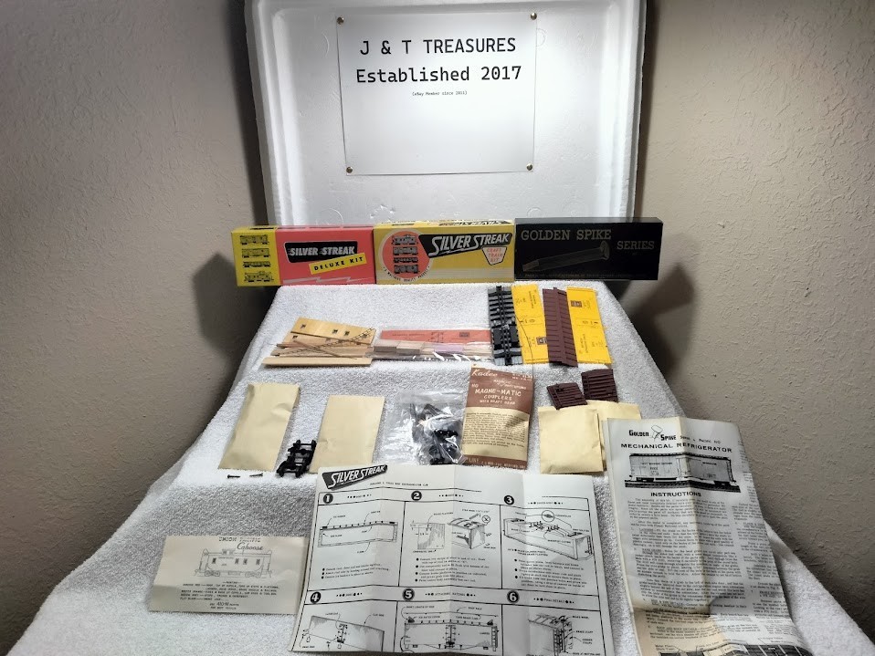 HO Scale Silver Streak NOS UP Caboose, Box Car & Golden Spike Mechanical Car Lot
