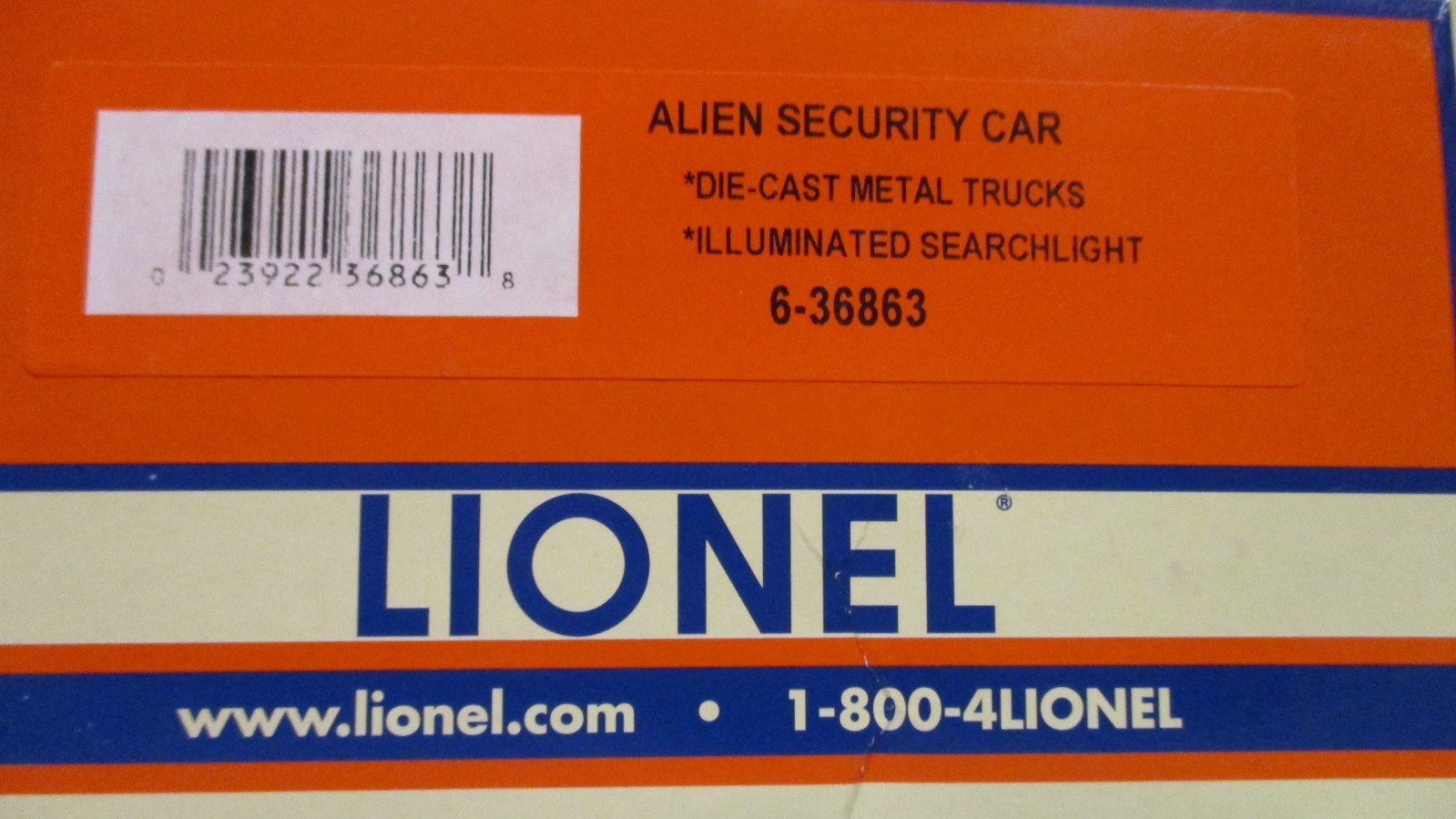 Lionel 36863 Area 51 Groom Lake Alien Security Caboose w/ Searchlight O/027 ga.