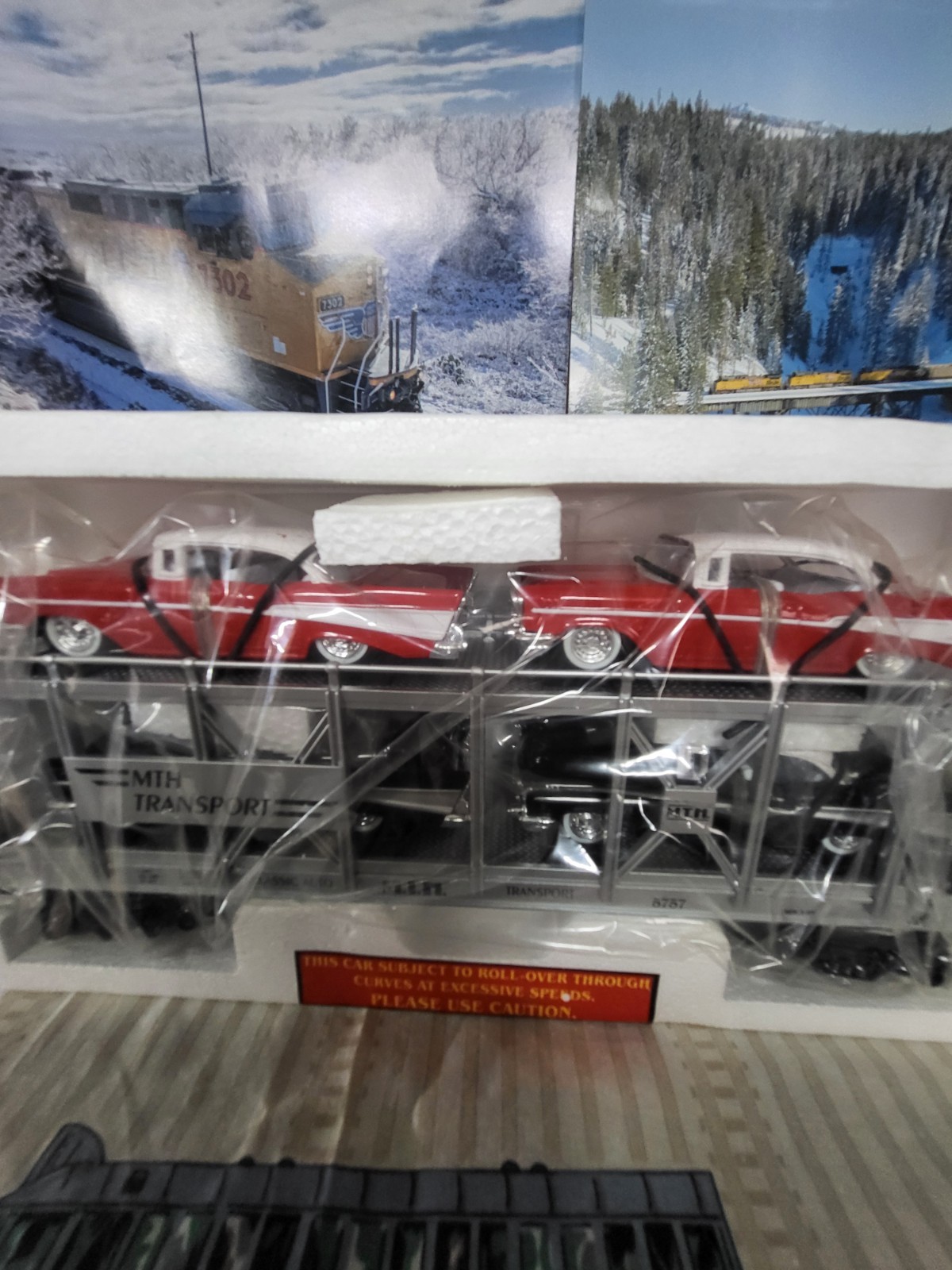 Mth Auto Transport. Auto Carrier With Ertl 57 Chevy’s