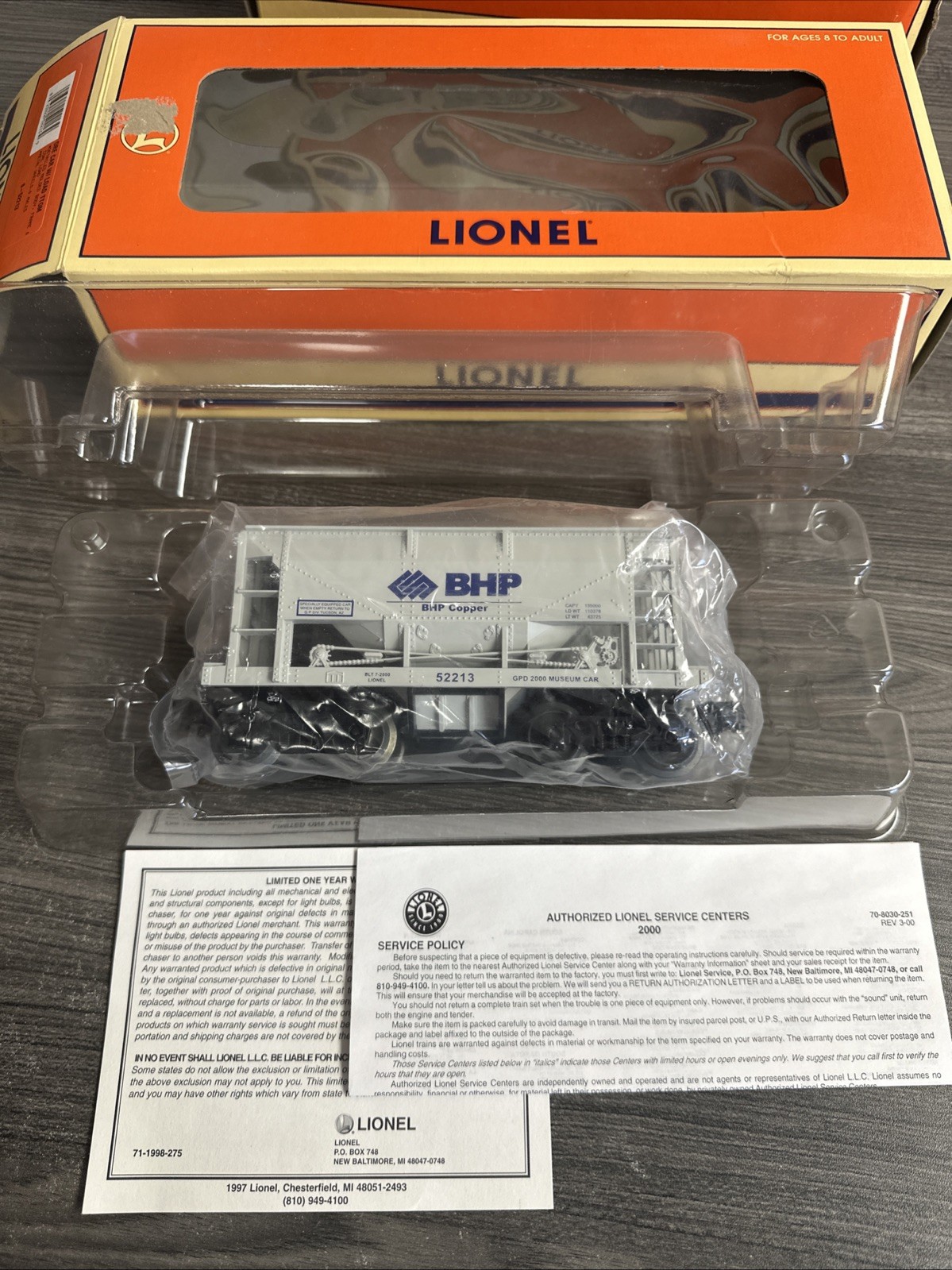 Lionel 6-52213 Ore Car w/Load TTOM – BHP Copper O-27 / O-Gauge RTR NIB