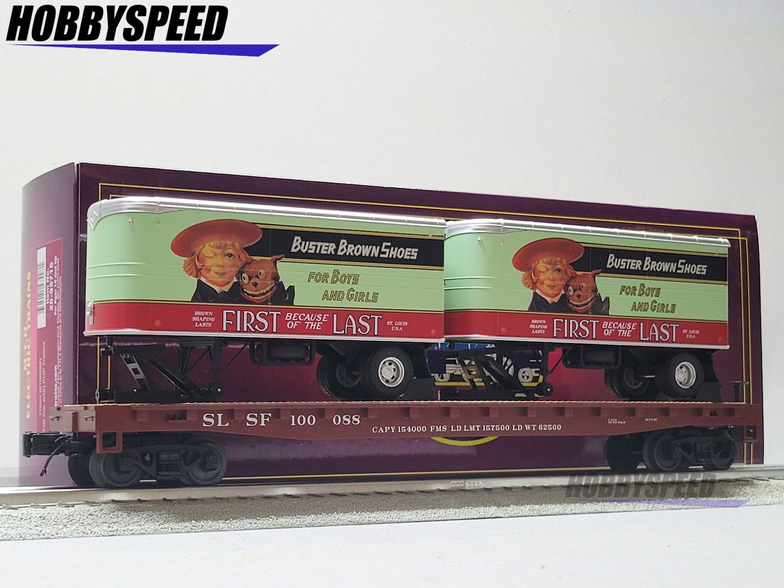 MTH PREMIER FRISCO FLATCAR W/ 2 PUP TRAILERS #100088 O GAUGE 20-95716-100088 NEW