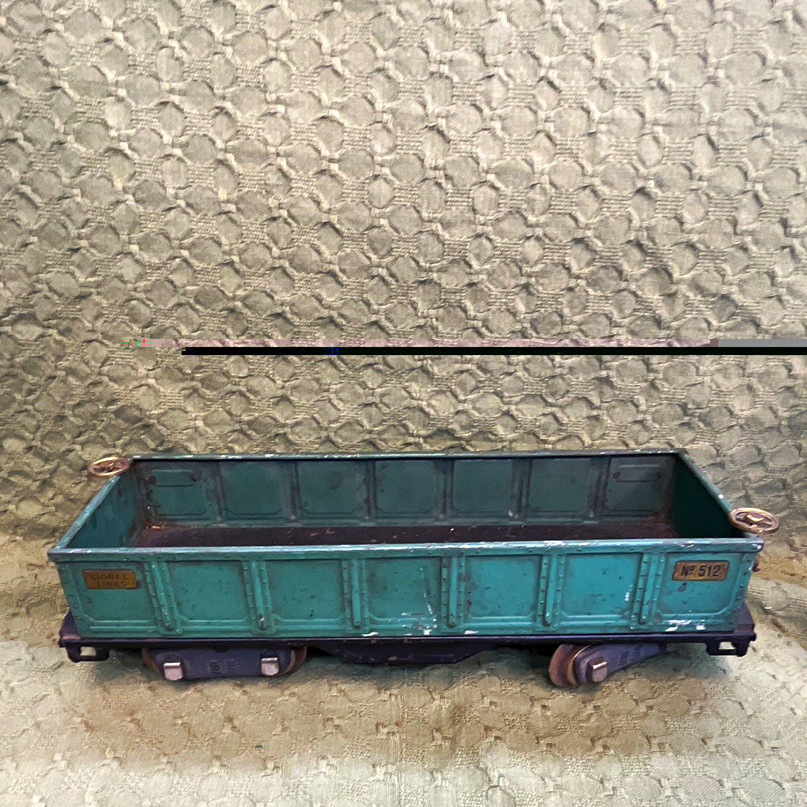 Lionel Lionel Lines O Gauge Gondola Freight Car #512 Green Pressed Steel