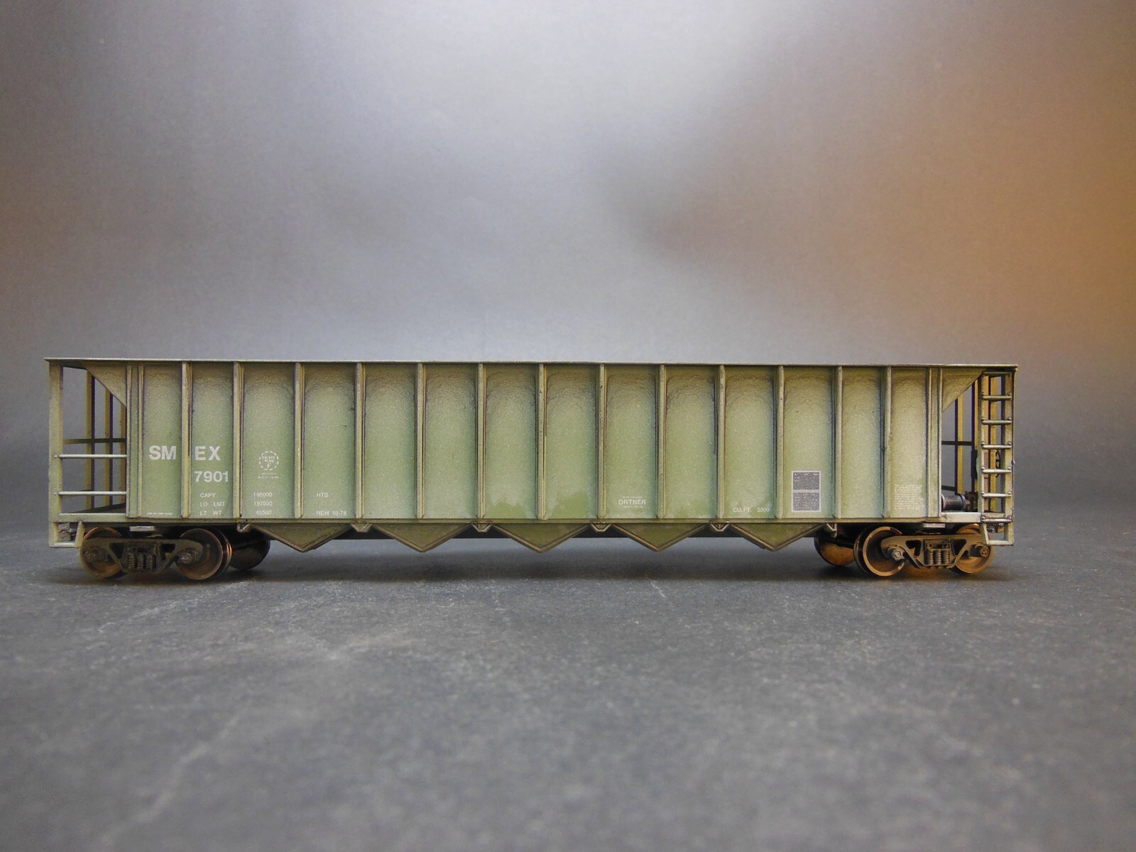 HO SCALE CUSTOM WEATHERED SMEX 7901 ORTNER 5-BAY RAPID DISCHARGE HOPPER