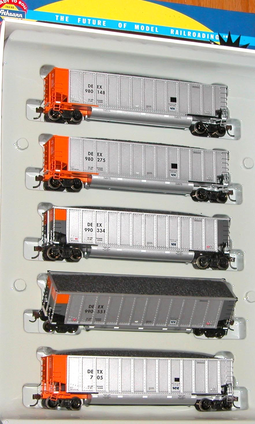 HO ATHEARN 93057 BETHGON COALPORTER WITH LOAD 5 PACK DETROIT EDISON DEEX