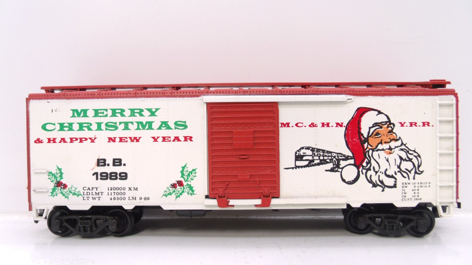 Athearn Bev-Bel HO Merry Christmas New Years 40 Train Box Car Red Ends Roof READ