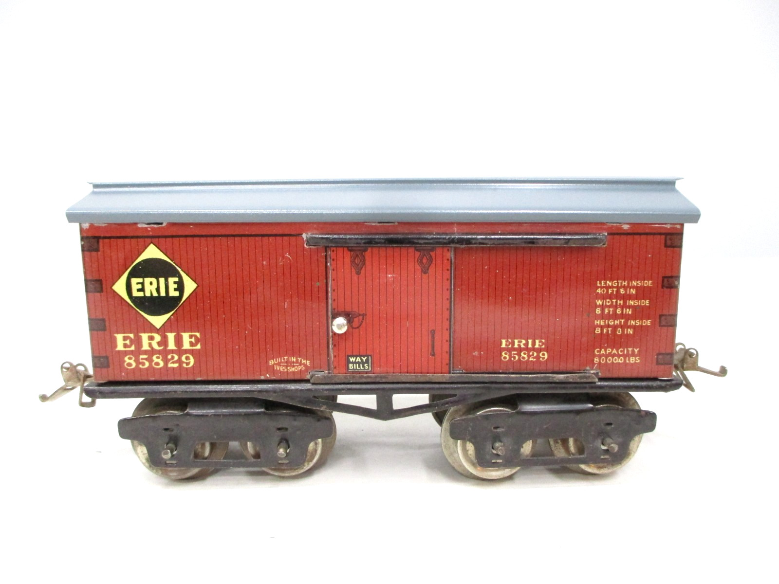 Ives 64 Boxcar Erie 85829 Tuscan Litho Prewar O gauge X8374