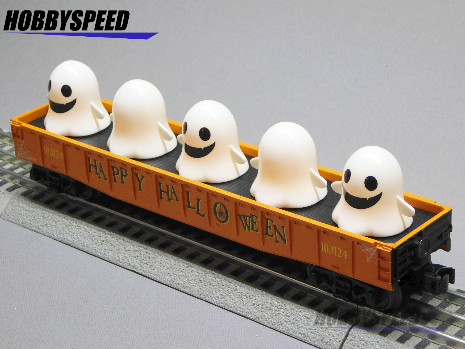 MTH RAILKING HALLOWEEN GONDOLA CAR WITH FLICKERING LIGHTED GHOSTS 30-72246 NEW