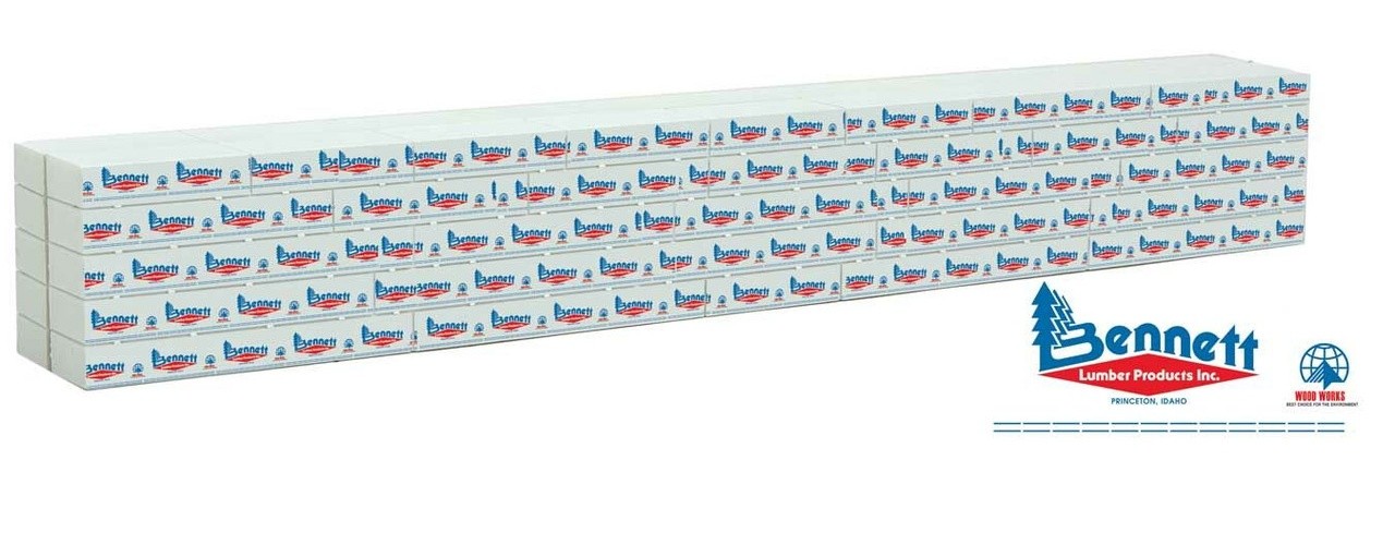 Walthers HO ~ Wrapped Lumber Load ~ For Mainline 72′ Centerbeam ~ Bennett Lumber