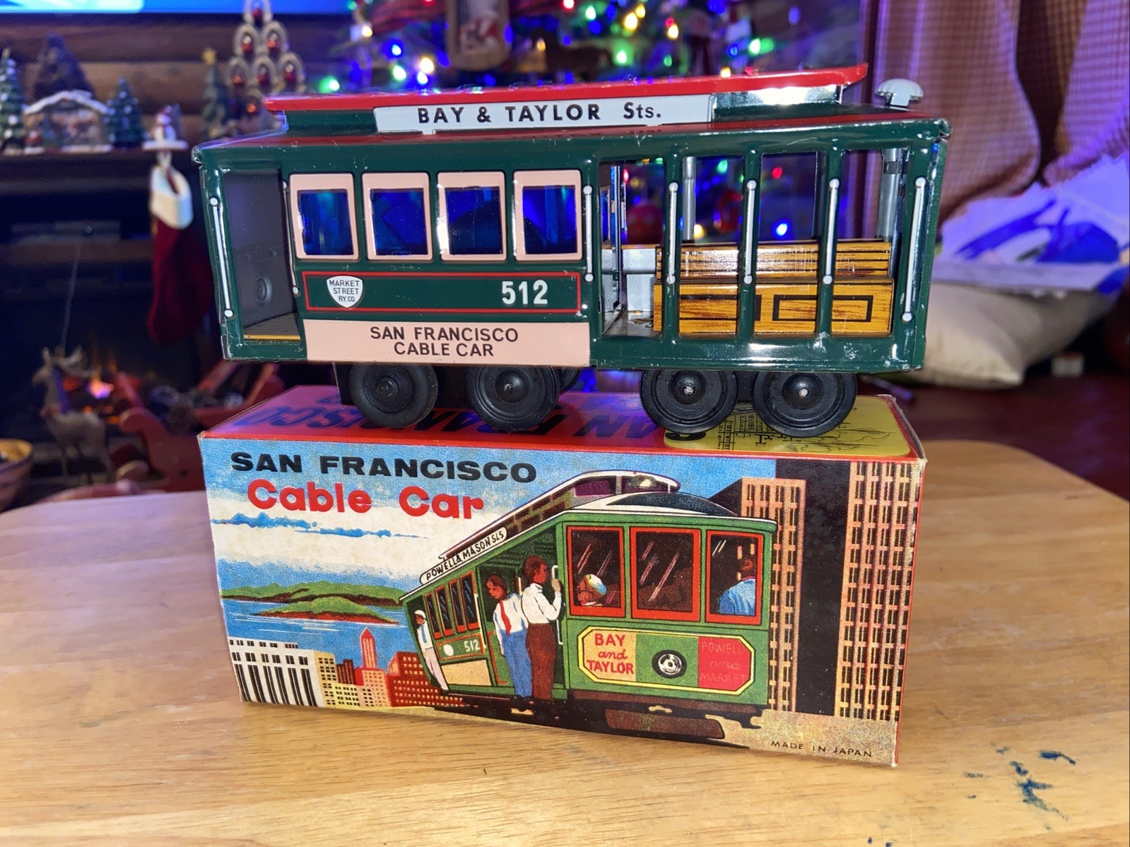 Tin Litho Friction San Francisco Cable Car # 512 Powell & Mason Sts. w/box NOS