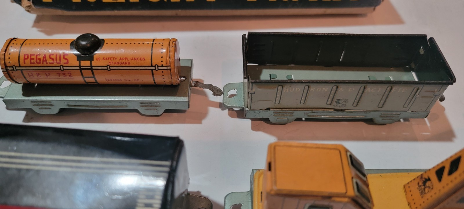 SAKAI O GAUGE 6 CARS HUDSON & PACIFIC ORIGINAL BOX TIN LITHOGRAPH FRICTION POWER