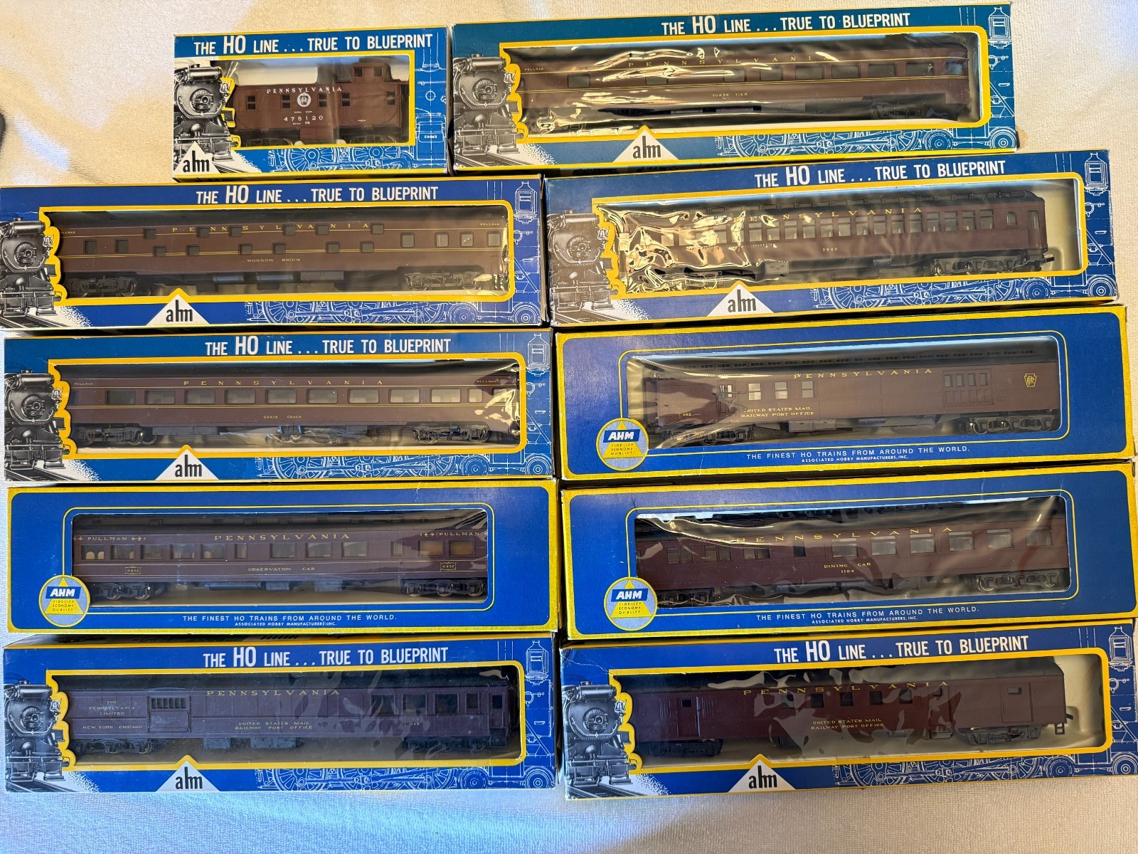 AHM HO Scale Pennsylvania Railroad – Lot of 10 w/Boxes – List in Description
