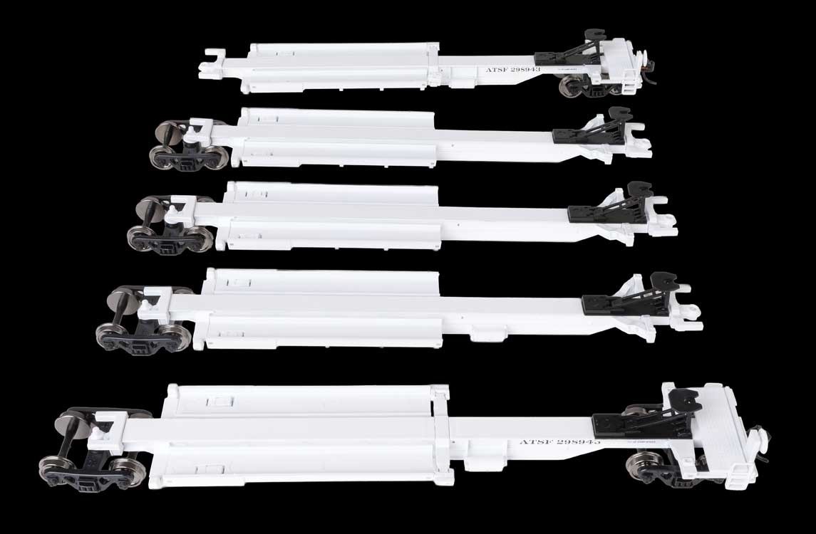 Walthers HO 5261 Santa Fe ATSF #298943 263′ 5-Unit All-Purpose 48′ Spine Car Set