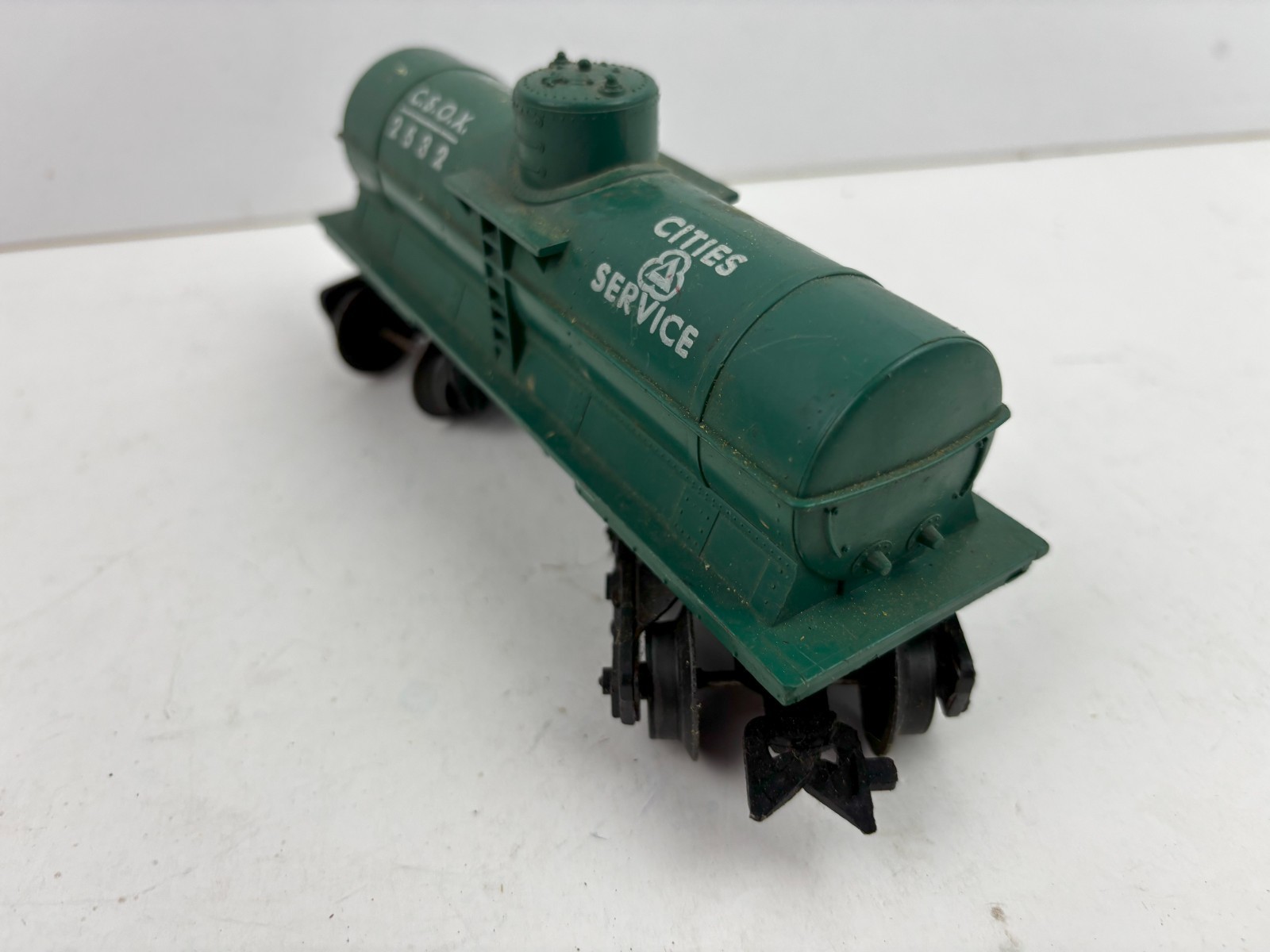 Marx C.S.O.X. Cities Service Tanker Car Plastic With Tin Base O Scale 2 Couplers