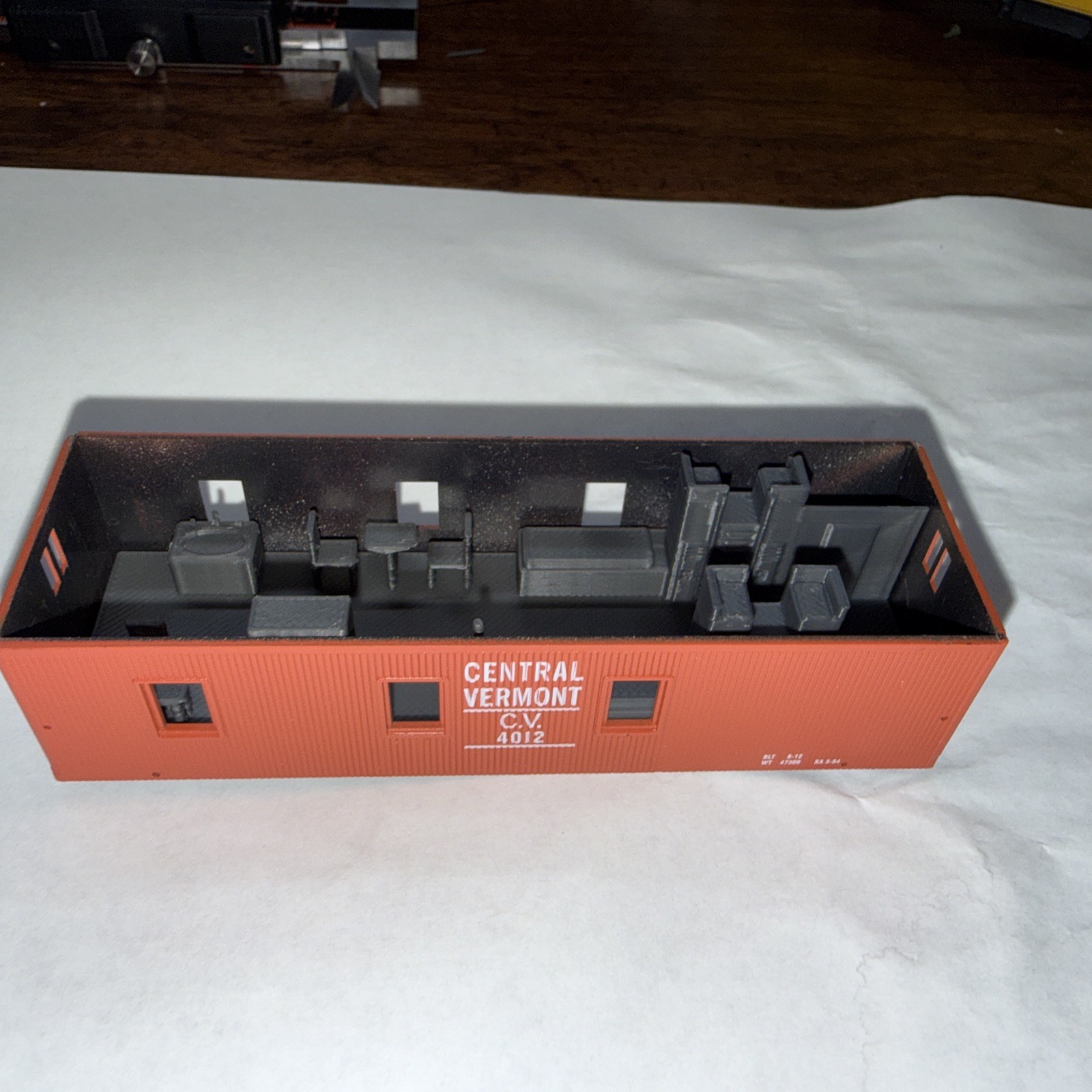 HO Scale Caboose Interior Fits Roundhouse Wooden Caboose Gray 3D Print