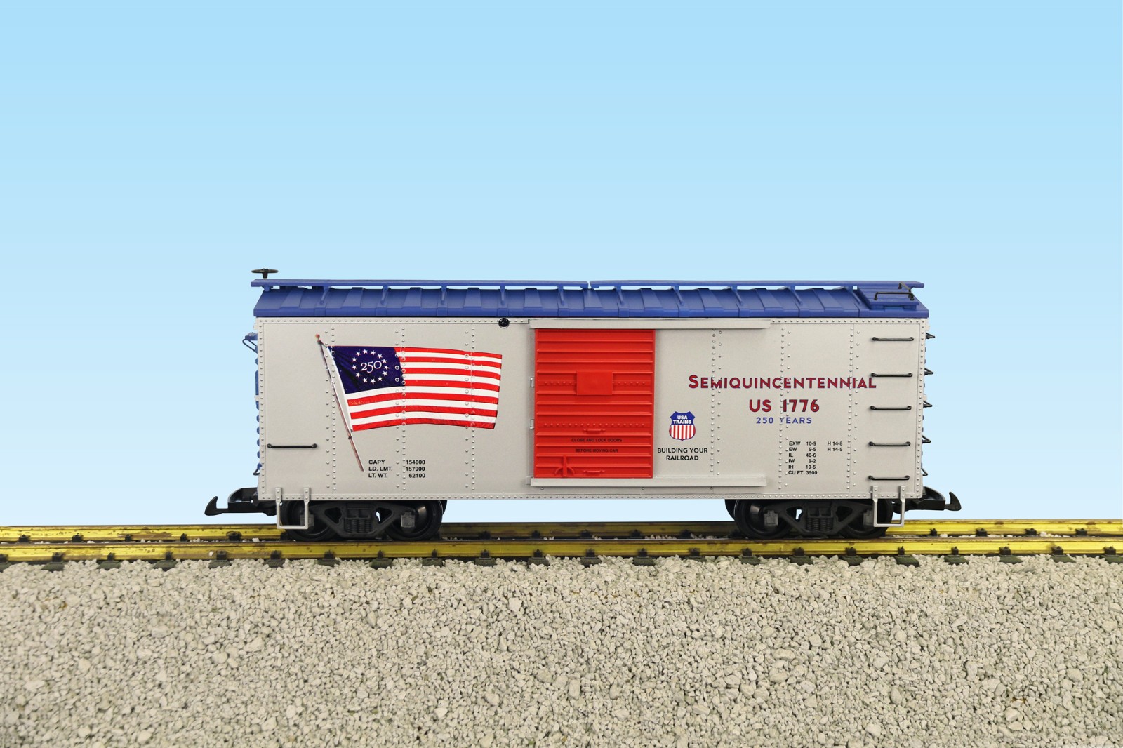 USA Trains G Scale R19165A SEMIQUINCENTENNIAL SS BC SILVER/BLUE/RED #1776