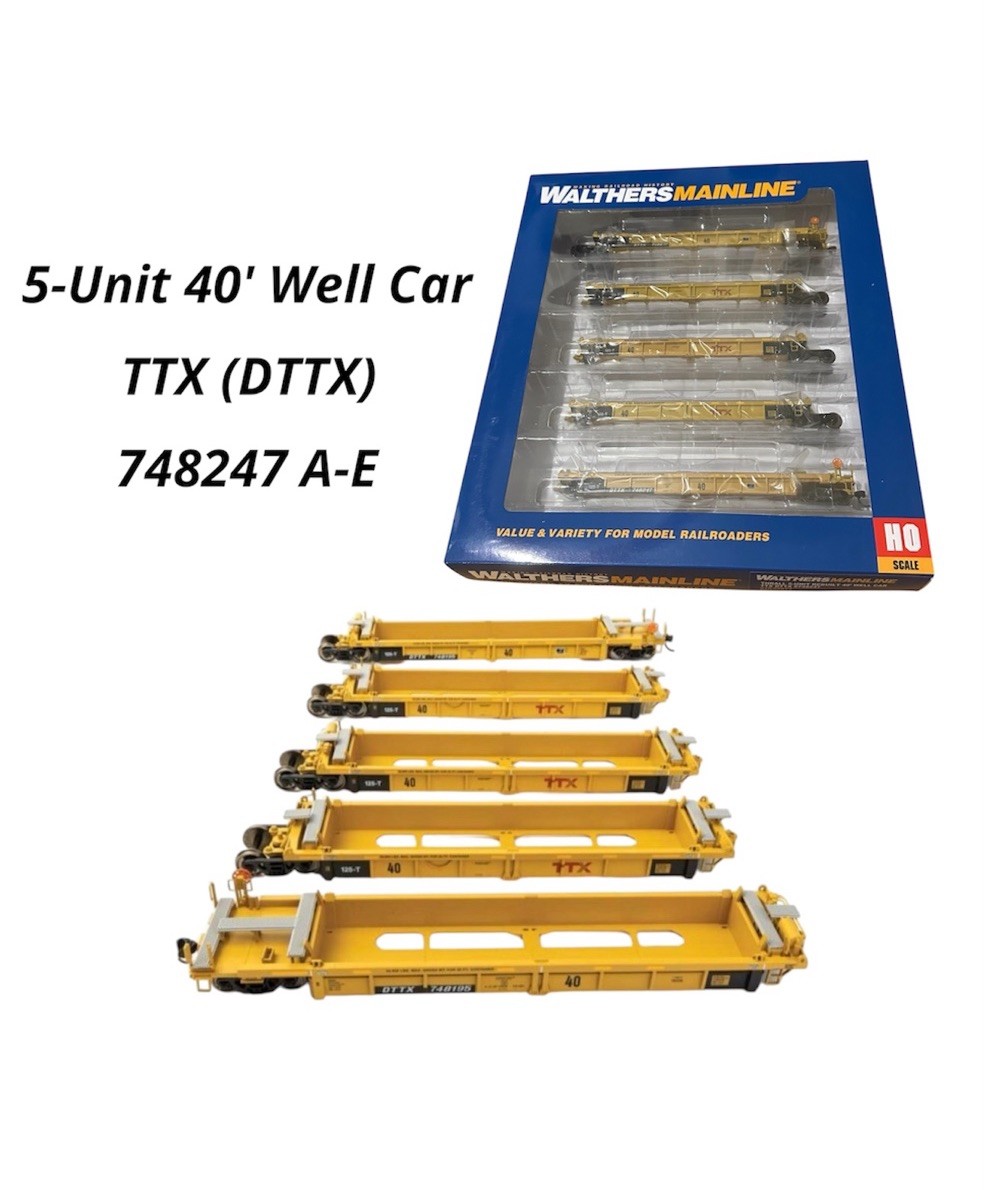 Walthers Mainline 910-55673 HO Scale Thrall 5-Unit 40′ Well Car TTX DTTX #748247