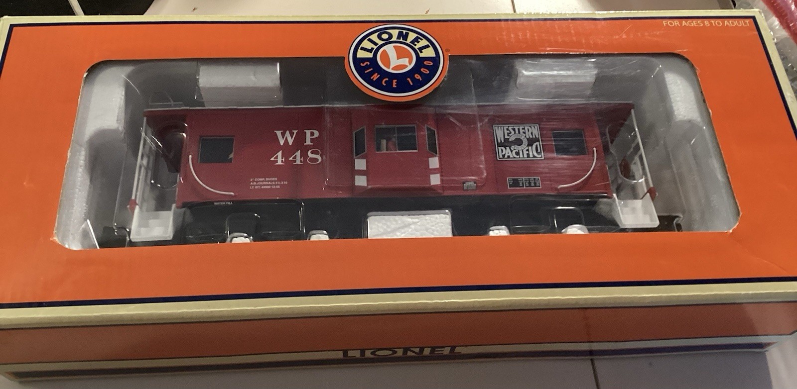 LIONEL WESTERN PACIFIC RED BAY WINDOW STYLE CABOOSE 6-17655 O SCALE #448
